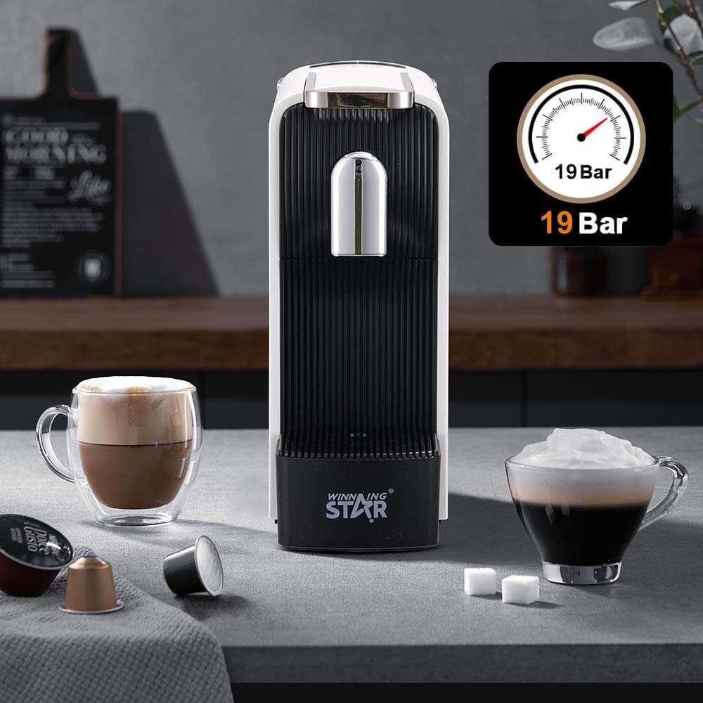WINNING STAR ST-9746 Kapszulás Kávéfőző, 19 Bar Nyomás, Kompakt, Fehér-Fekete Dizájn - Image 2