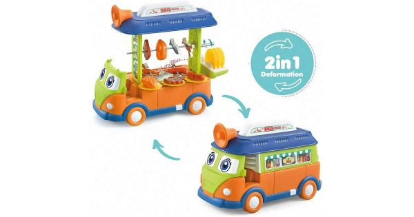 MInibusz és büfékocsi 2 az1-ben gyerekjáték , fény és hanghatásokkal , 34 darabos szett - Image 2