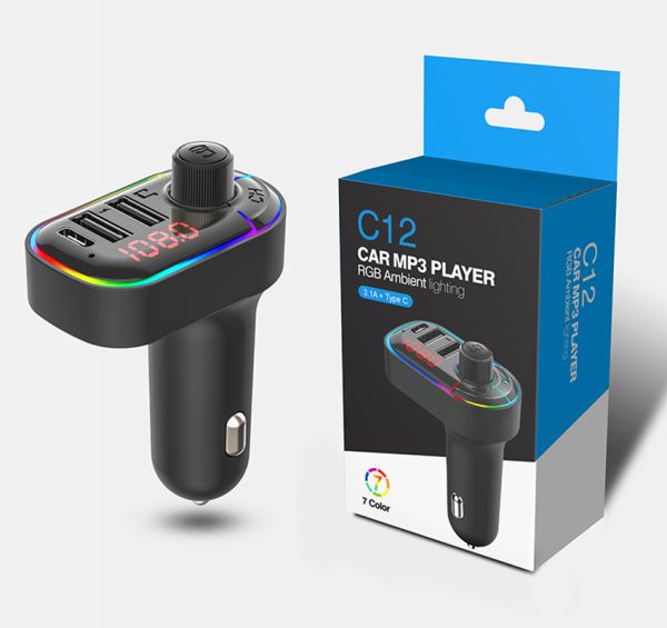 C12 Autós modulátor, fm transmitter bluetooth 5.0 version - Image 3