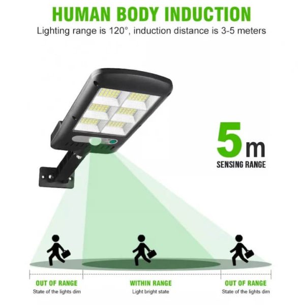 Napelemes Utcai Lámpa DIM Light, mozgásérzékelővel emberi test érzékelő távolság: 5m, falra rögzíthető - Image 4