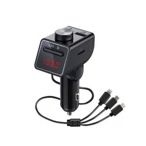 Q18s Fm transzmitter/autós modulátor, Bluetooth 5.0, MicroUSB, Type-c és Lightning töltőcsatlakozó