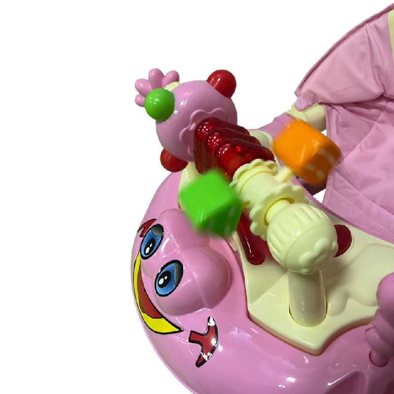 Rózsaszín Baba Járássegítő – Interaktív játékpanel, tolókar, fékezhető bébikomp - Image 2