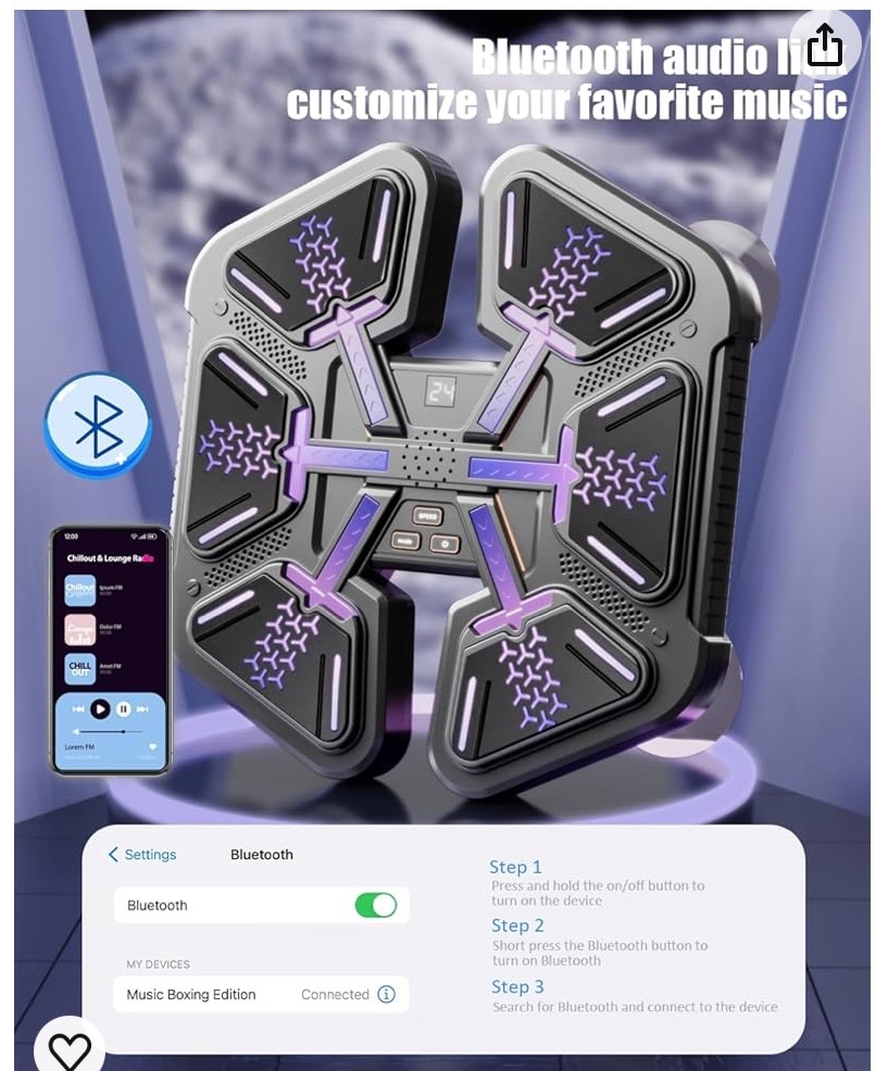 Zenés Boxfal LED Fényekkel,Gyermek Bokszgép - Image 2