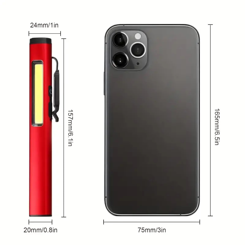 Mini tollkapcsos zseblámpa USB töltéssel 2,4x15,7x2 cm - Image 3