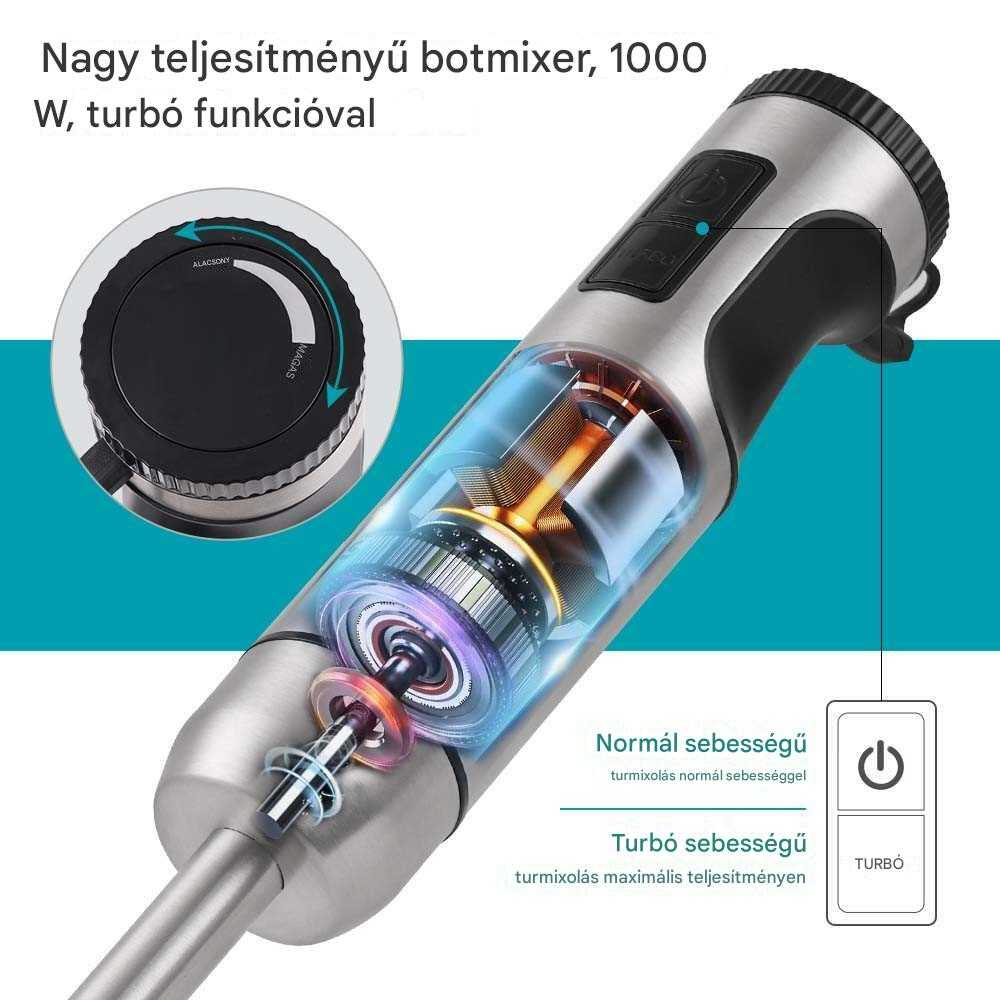 WINNING STAR ST-6550 Prémium Botmixer – 1000W, Rozsdamentes Acél, Turbó Funkció - Image 3