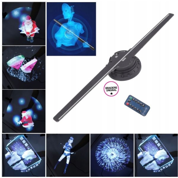 Holografikus HD ledes ventilátor 3D hologramm kivetítő telefonos applikációval és távirányítóval - Image 3