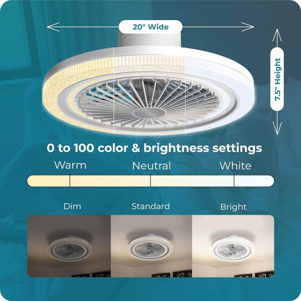 53 cm-es mennyezeti ventilátor LED lámpával, távirányítóval állítható fényerővelszínnel és időzítővel. - Image 3