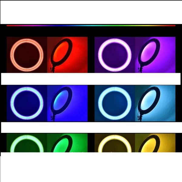 RGB Selfie Lámpa Tik Tok Állvánnyal Színes 33 cm - Image 9