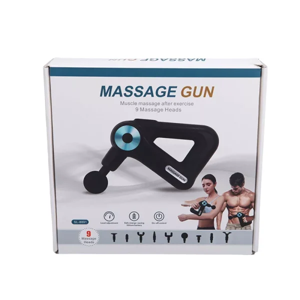 Massage Gun SL 8891 - masszírozó gép, feltölthető akkumulátorral, LED-es, 9 féle fejjel - Image 4