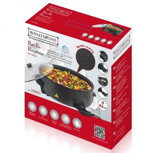 Royalty Line Multifunkcionális hordozható elektromos serpenyő , 42 cm , 1500 W , PP-18214 - Image 2