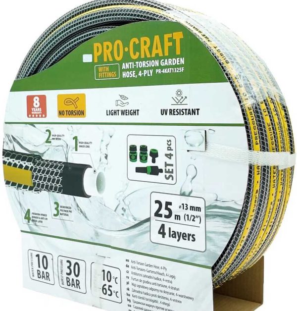Prokraft PR-4KAT 1325F , Kerti tömlő/slag , UV álló , 2 db gyors fejjel , 1 db toldó fejjel és 1 db szoró fejjel , 25 m , 1/2 , 30 bar - Image 2