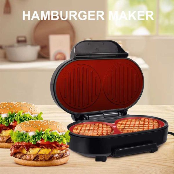 WINNING STAR ST-9451 Hamburgerkészítő – 1000W, Dupla Sütőfelület, Fekete - Image 3