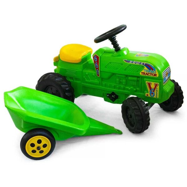 Gyermek Nagy Méretű Pedálos Farmer Traktor Utánfutóval 139 cm - Image 2