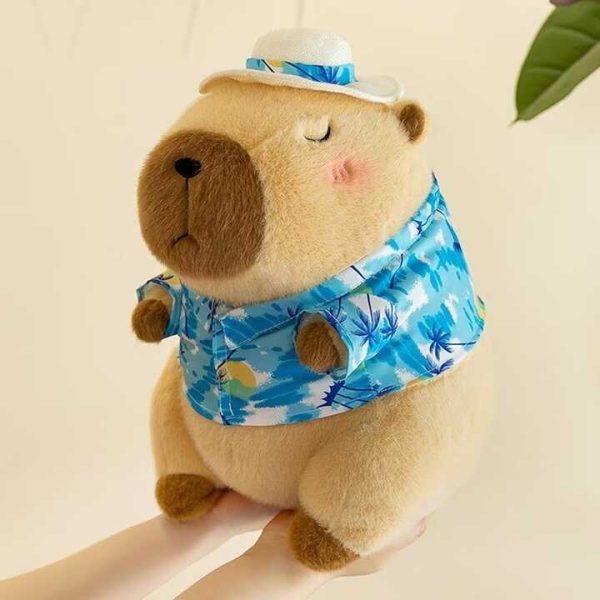 Barna capybara plüss kalapban és ruhában , 60 cm - Image 3