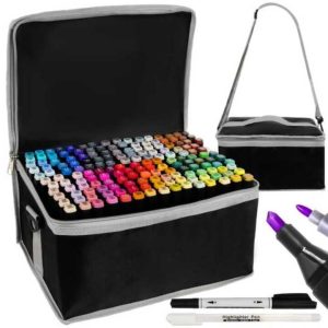 168 db-os színes filctoll készlet , professzionális kétféle heggyel , dizájnos táskban