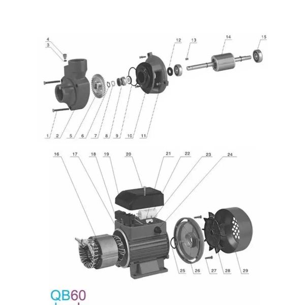 ZEGOR QB60 Felületi Örvényszivattyú, 370W, 40m Max. Emelőmagasság, Sárgaréz Járókerék - Image 3