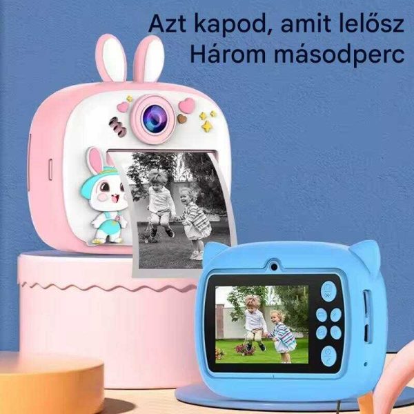Nyuszis Mini Gyermek fényképezőgép azonnali nyomtatással és színezővel +1 tekercs hőpapírral - Image 3