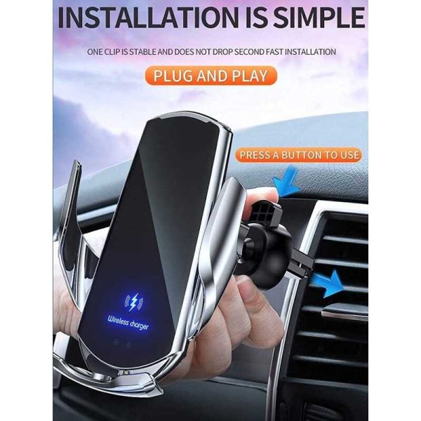 Q3 Szenzoros autós telefontartó vezeték nélküli töltéssel 15W, ezüst színben - Image 5