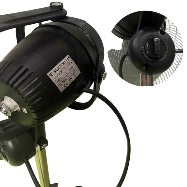 Ipari Álló Ventilátor 18" (45cm) átmérő, 100W, 50Hz, 3 fém lapáttal és masszív talppal - Image 4