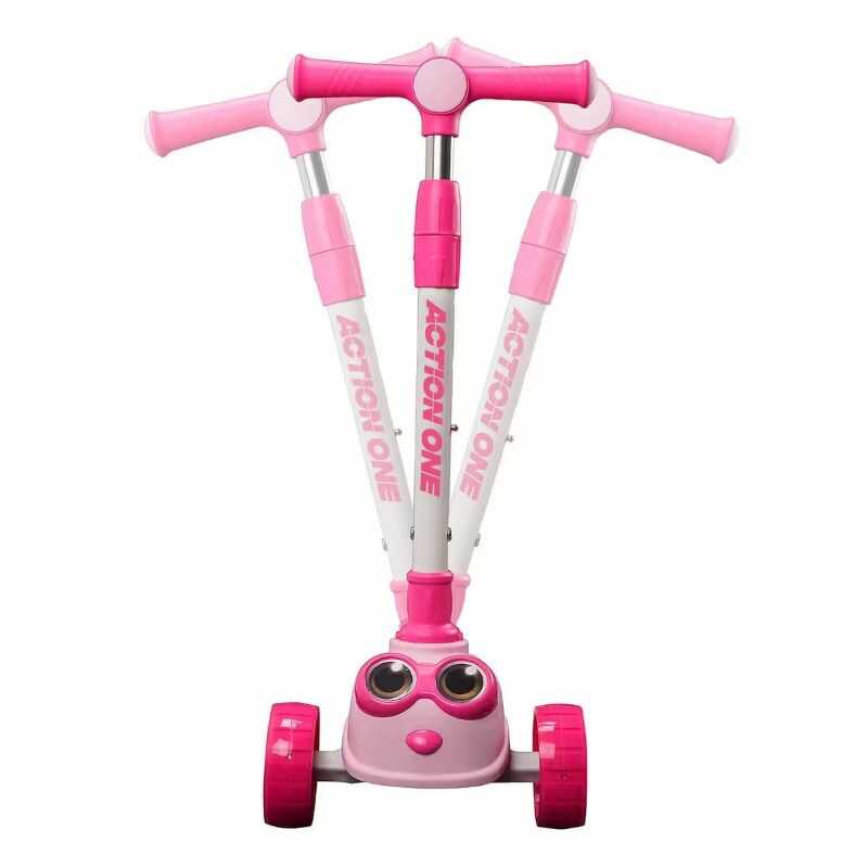 Három kerekű roller, világító kerekekkel gyerekeknek rózsaszín színben - Image 4