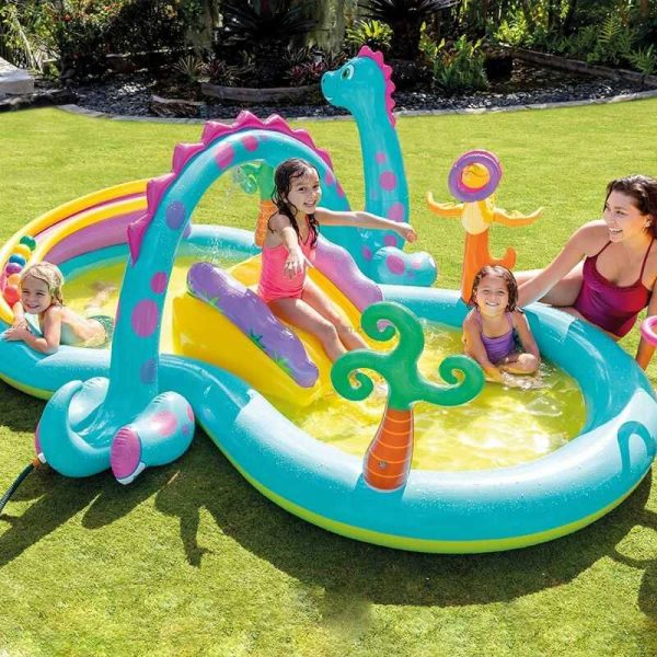 Intex felfújható dinós élménymedence ,vízsugárral , csúzdával gyerekeknek , 3.02 m × 2.29 m × 1.12 m - Image 3