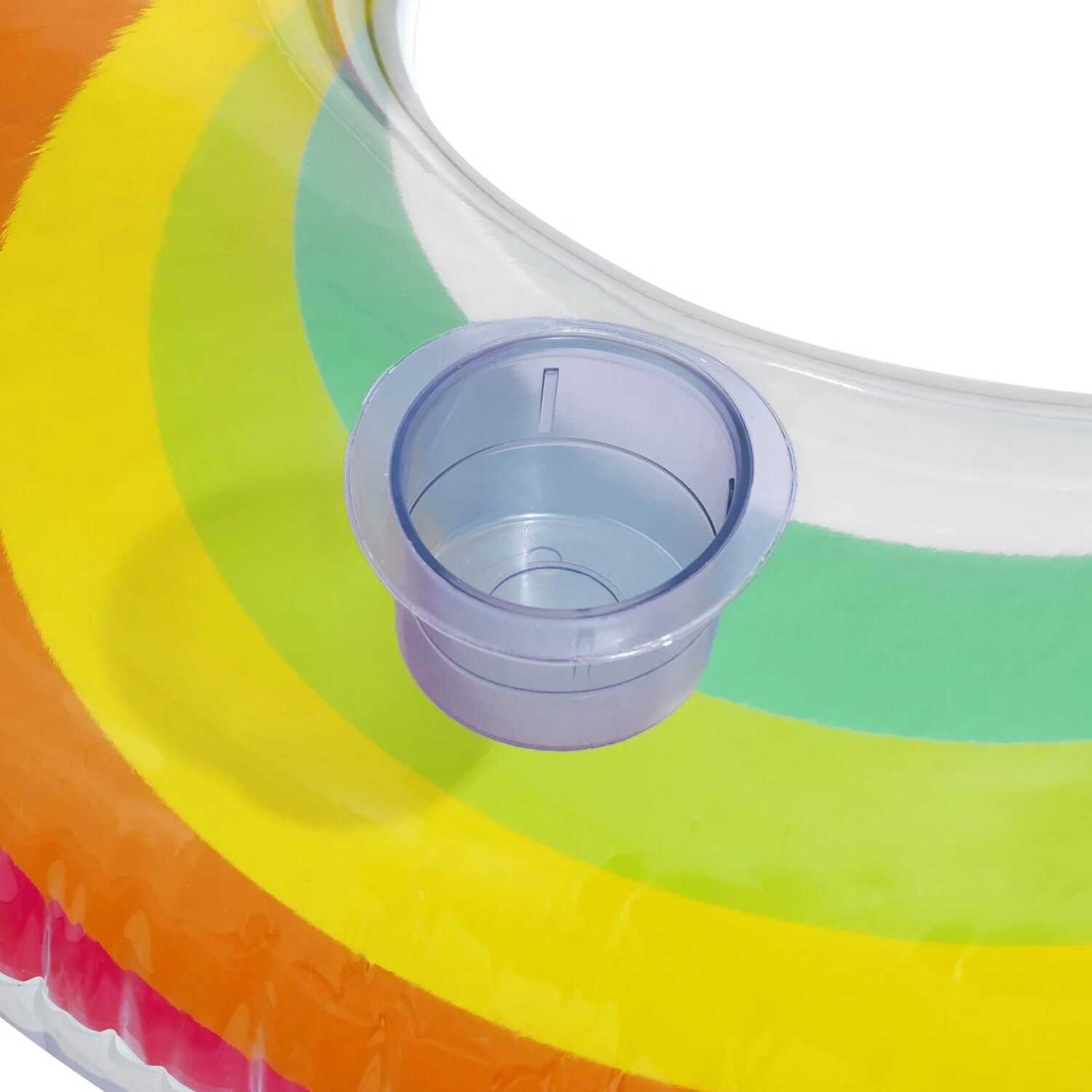 Óriás felfújható két személyes szivárvány úszógumi háttámlával és kapaszkodóval , 160 × 110 cm - Image 3