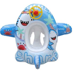Felfújható cápás beleülős kiscsónak babáknak , kormánykerékkel , 70 × 90 cm