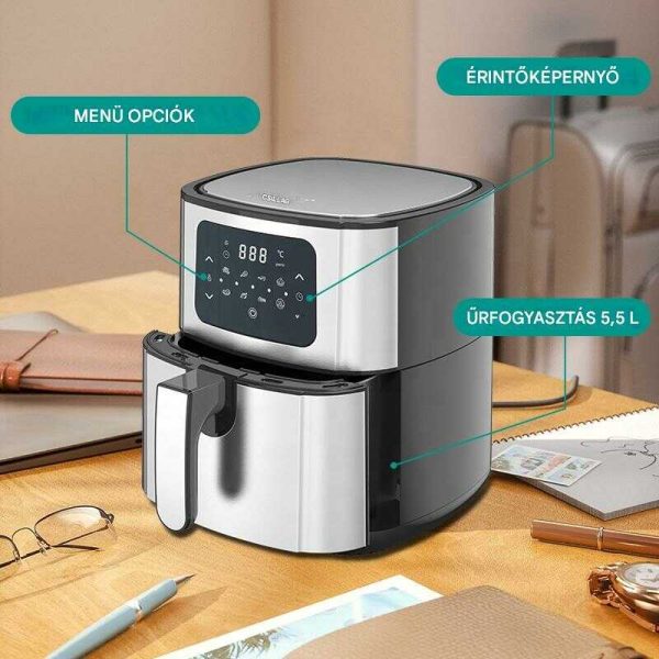 WINNING STAR ST-9645 Digitális Forrólevegős Sütő – 5.5L, 1400W, Inox - Image 3