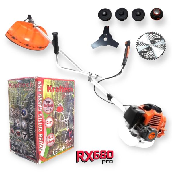 KrafTech RX680-Pro Benzinmotoros fűkasza és bozótvágó 6,2 LE, 73 cm³ kiegészítők: minden ami kell! - Image 3