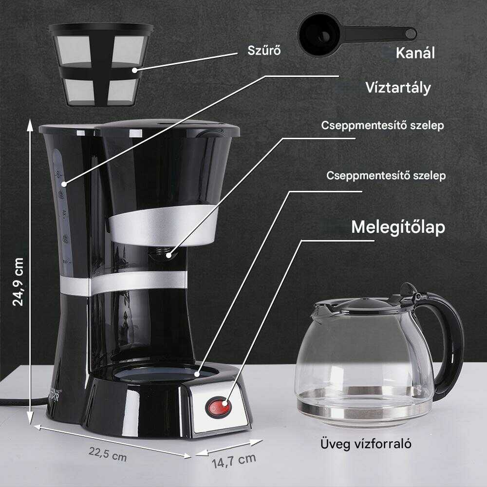 WINNING STAR ST-9711 Csepegtetős Kávé- és Teafőző, 600ml, Fekete - Image 3