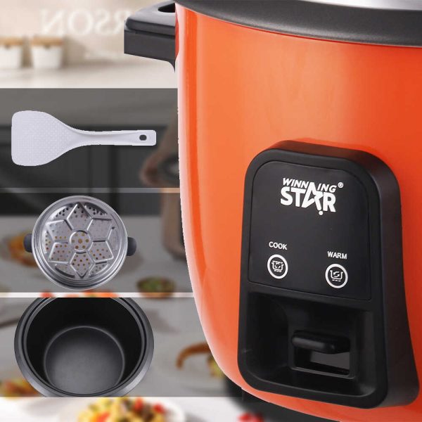 WINNING STAR ST-9341 Elektromos Rizsfőző és Pároló, 3.6L, 700W, Rozsdamentes Acél Párolóval - Image 3