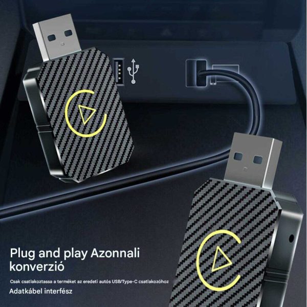 Vezeték Nélküli Autós Kapcsolat CarPlay & AndroidAuto alapú fejegységekhez, Bluetooth USB Adapter - Image 3