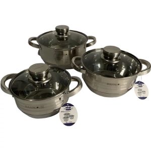 Berghome Line BL-1221 indukciós 6 részes rozsdamentes edénykészlet, (1.6L, 2.2L, 3.1L)