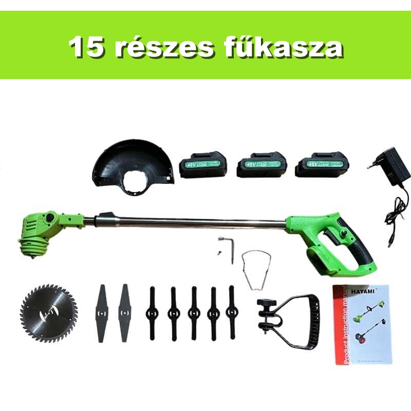 15 Részes Akkumulátoros Fűkasza és Szegélynyíró Szett – 3 Akkumulátorral - Image 4