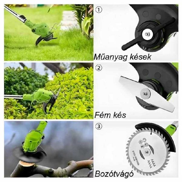 16 Részes Kerekes Akkumulátoros Fűkasza és Szegélynyíró Szett – 3 Akkumulátorral - Image 4