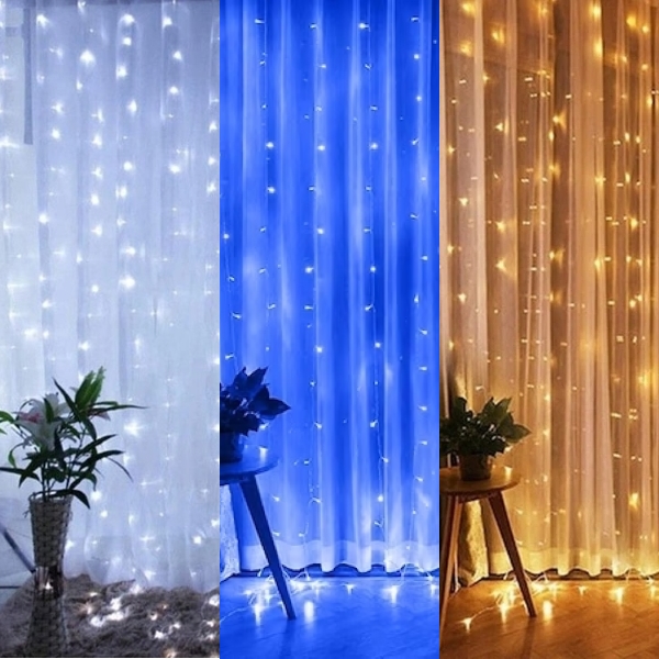 Karácsonyi fényfüggőny, 200 LED-es füzér 2 x 2 méter