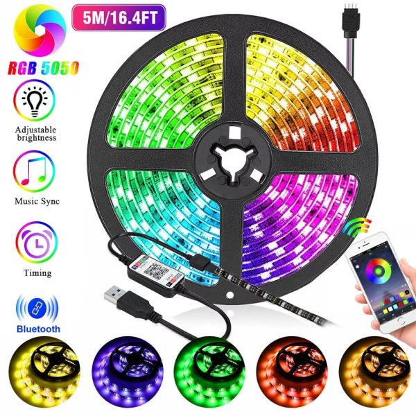 Intelligens USB 150 LED szalag 5 méteres fekete huzallal, 44 gombos táviránytóval, hangvezérléssel és applikációval, IP67 - Image 5