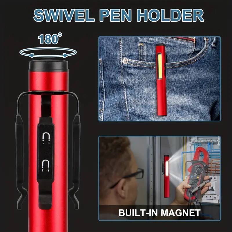 Mini tollkapcsos zseblámpa USB töltéssel 2,4x15,7x2 cm - Image 4