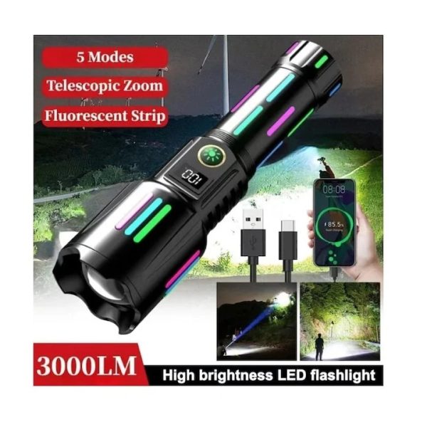 Kezu KH-W515 Taktikai Zseblámpa 6500lm, 26650mAh, USB-C töltés, Zoom, IP67 - Image 4