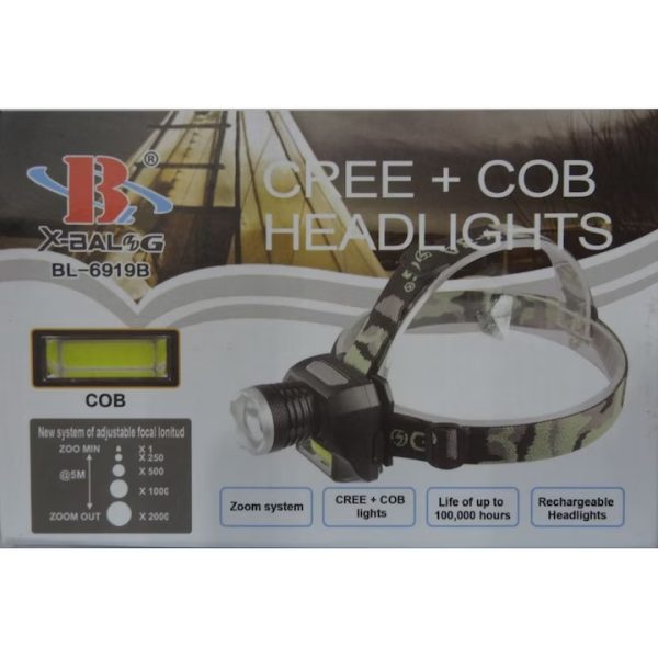 X-Balog BL-6919B Cree + COB fejlámpa, katonamintás fejpánttal - Image 4