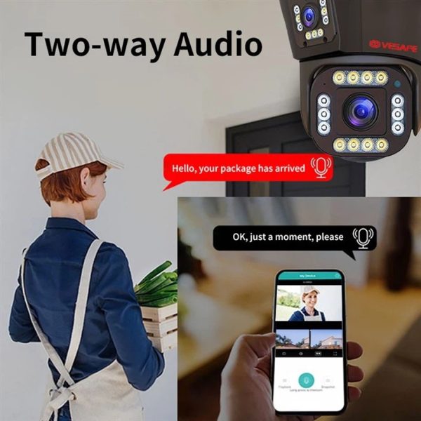 Wifi Smart KE23-342 Három Irányban Megfigyelő Kamera - 12 MP Ultra HD, 360°-os - Image 4
