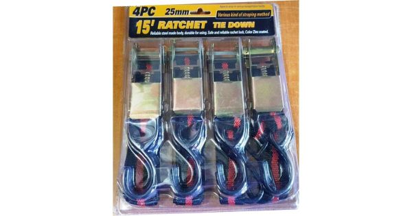 4 db-os racsnis spanifer – 4,1 m X 25 mm – 50 kg teherbírás, rakományrögzítő - Image 2