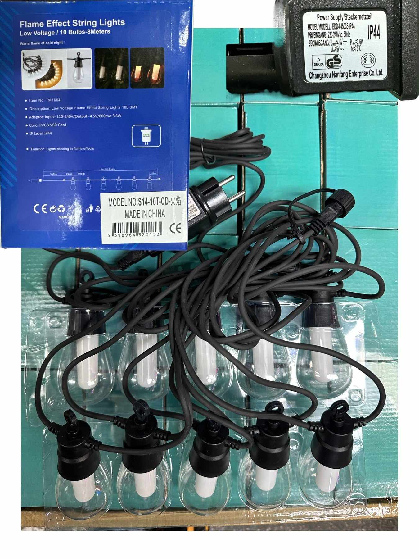 Fényfűzér diszvilágítás E27 10 db led melegfehér led fény 8 méter ip 44 - Image 4