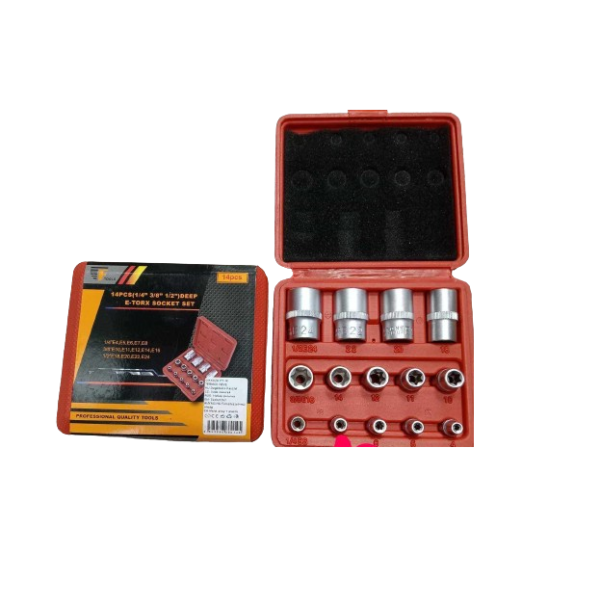 E-torx dugókulcs készlet 14 db os E4-E24 1/4″, 3/8″, 1/2″ 14 - Image 2
