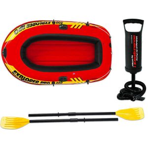 Felfújható kétszemélyes gumicsónak lapáttal és pumpával , 196 x 102 x 33 cm