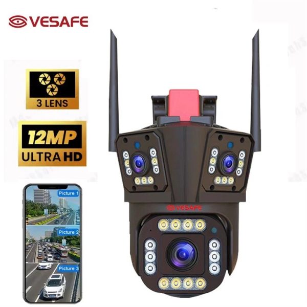 Wifi Smart KE23-342 Három Irányban Megfigyelő Kamera - 12 MP Ultra HD, 360°-os - Image 7