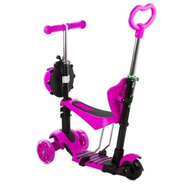 Gyerek 3 kerekű roller, totyogó robogó, futóbicikli,sétakocsi, 5 az 1-ben ,led kerekekkel , katicabogár kosárral, max 25kg , 2 féle színben - Image 13