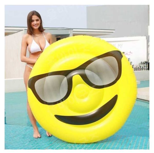 Óriás Emoji kör alakú pihenőmatrac strandmatrac 150 cm - Image 4
