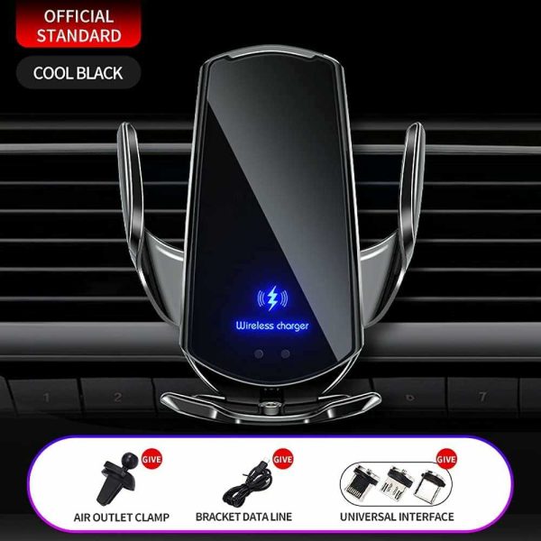 Q3 Szenzoros autós telefontartó vezeték nélküli töltéssel 15W, ezüst színben - Image 2
