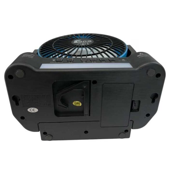 Napelemes hordozható ventilátor + elektromos töltés FP-355-S , beépített FM rádióval , Led világítással - Image 5
